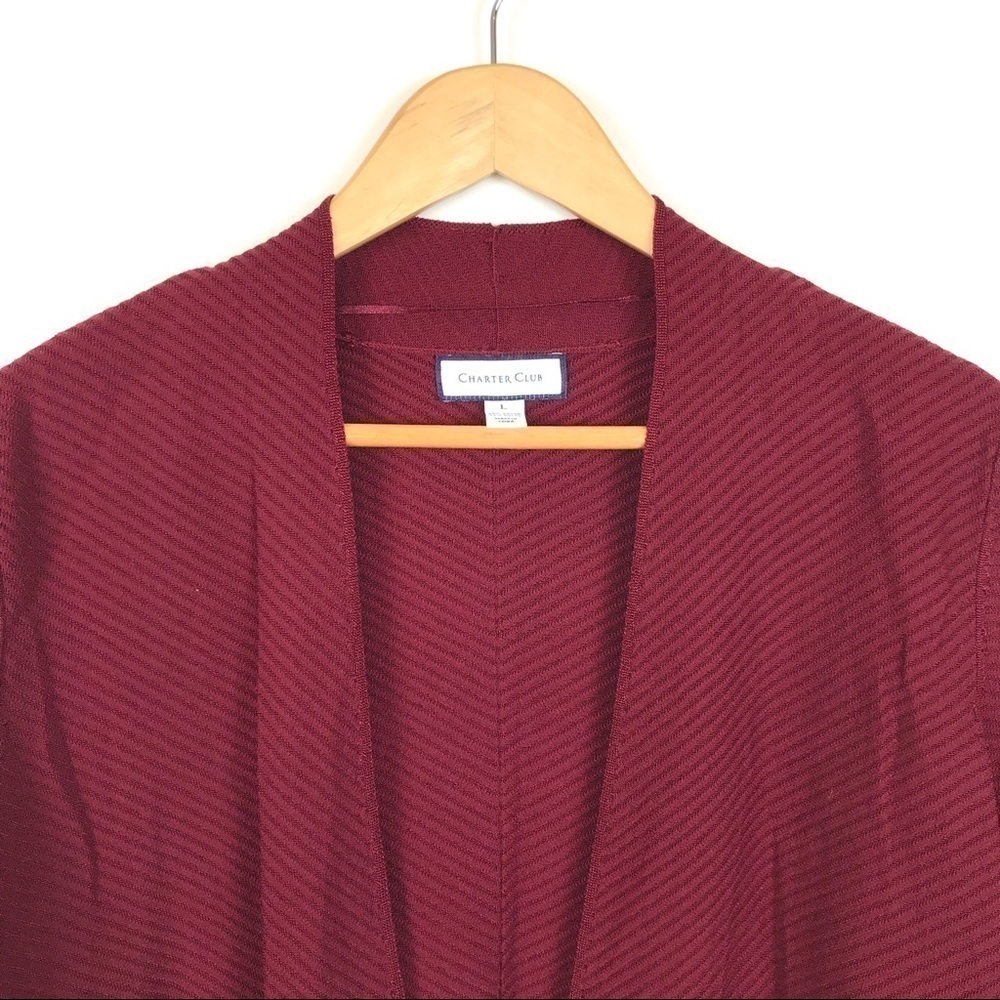 Charter Club Red Ribbed Duster Cardigan Large - Picture 2 of 7
